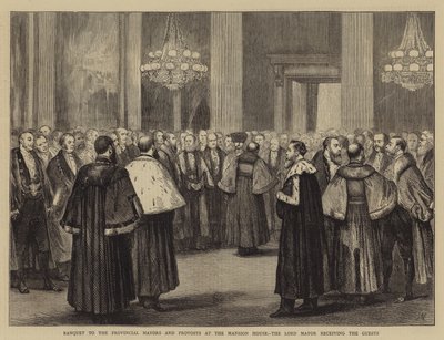 Banquet to the Provincial Mayors and Provosts at the Mansion House, the Lord Mayor Receiving the Guests by Joseph Nash